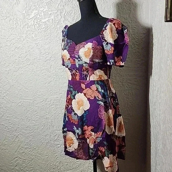 Band of the Free NWT MINI DRESS iimee purple smoked flowy"s - Picture 5 of 14